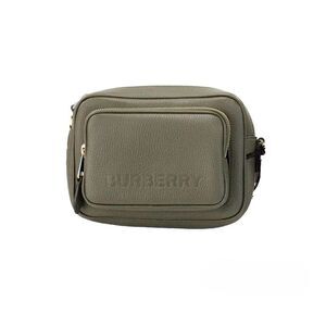 Burberry Burberry Small Branded Dark Fern Green Grainy Leather Camera Crossbody
